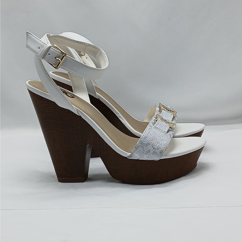 GBG Los Angeles Selah Platform Shoes Womens 8.5M White Faux Leather Sandals - Picture 1 of 14